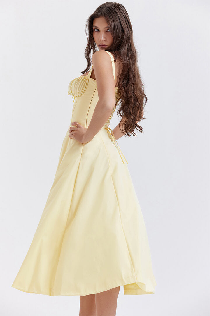 Corset Dress - Sleeveless - Slit - Midi Dress - Summer Dress-Fashion Nora
