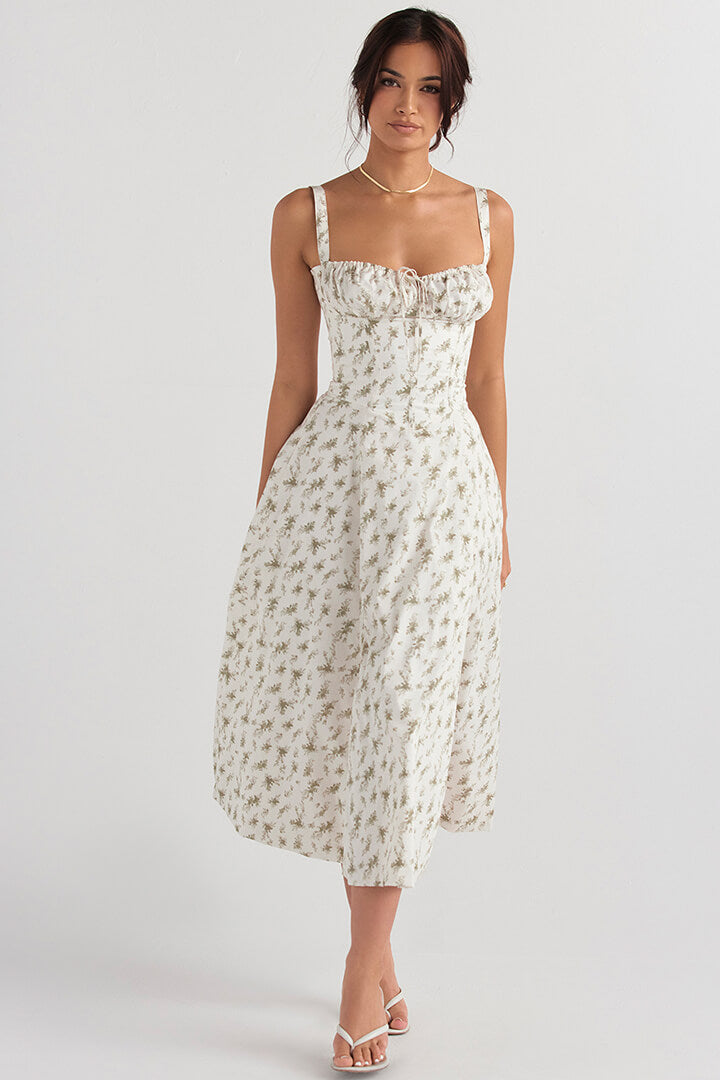 Corset Dress - Sleeveless - Slit - Midi Dress - Summer Dress-Fashion Nora