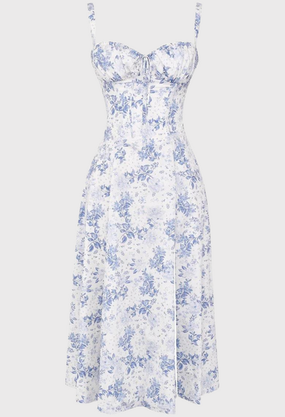 Corset Dress - Sleeveless - Slit - Midi Dress - Summer Dress-Fashion Nora