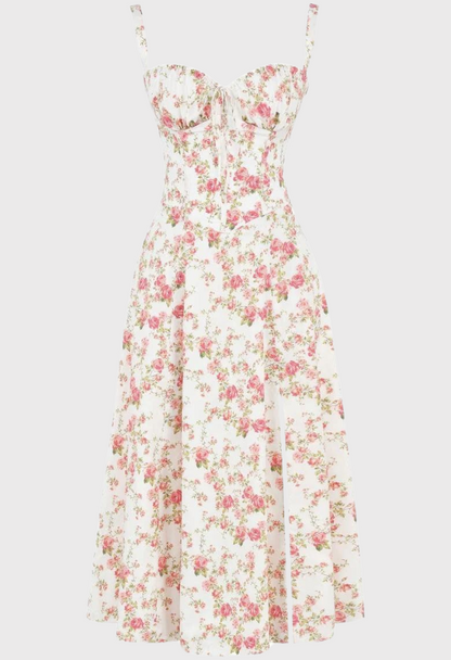 Corset Dress - Sleeveless - Slit - Midi Dress - Summer Dress-Fashion Nora