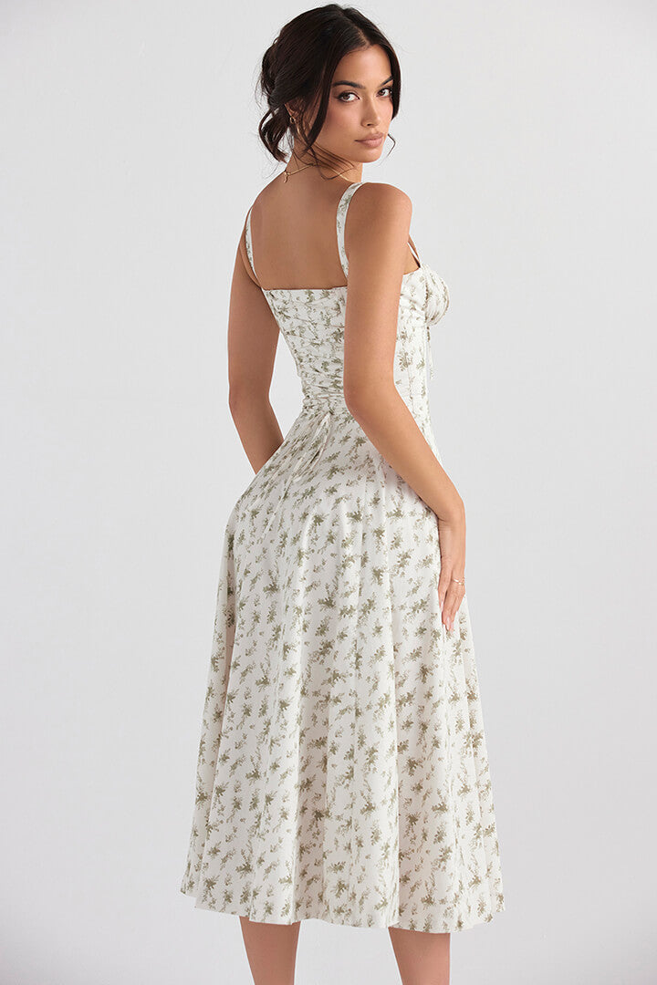 Corset Dress - Sleeveless - Slit - Midi Dress - Summer Dress-Fashion Nora