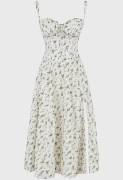 Corset Dress - Sleeveless - Slit - Midi Dress - Summer Dress-Fashion Nora