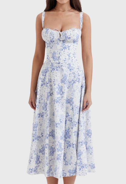 Corset Dress - Sleeveless - Slit - Midi Dress - Summer Dress-Fashion Nora