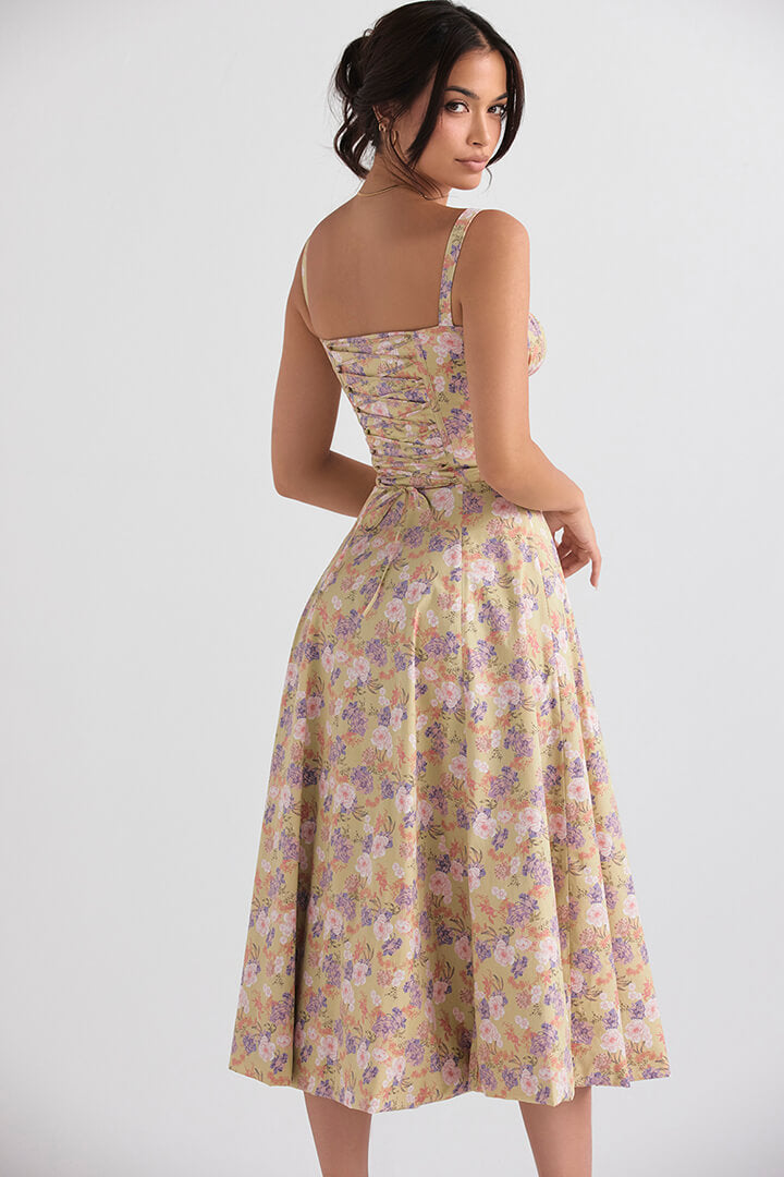 Corset Dress - Sleeveless - Slit - Midi Dress - Summer Dress-Fashion Nora