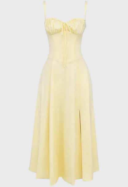 Corset Dress - Sleeveless - Slit - Midi Dress - Summer Dress-Fashion Nora