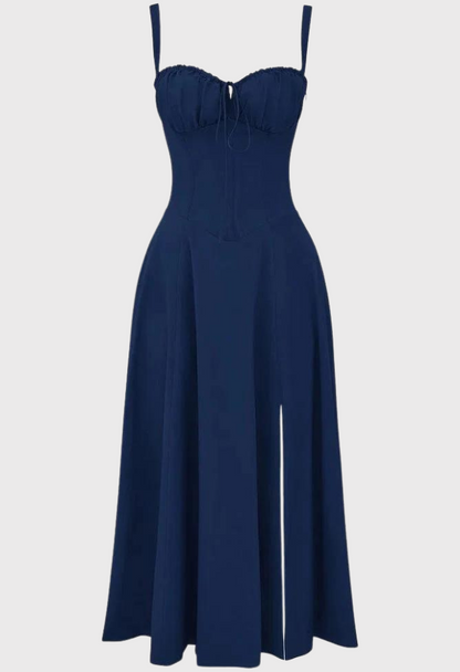 Corset Dress - Sleeveless - Slit - Midi Dress - Summer Dress-Fashion Nora