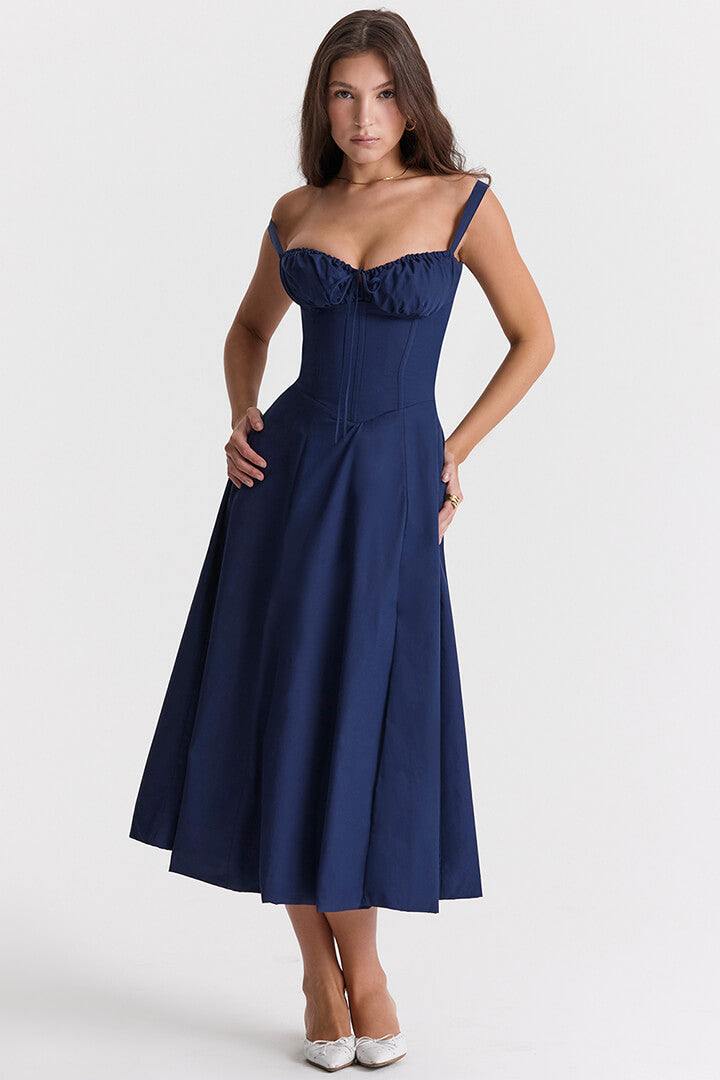 Corset Dress - Sleeveless - Slit - Midi Dress - Summer Dress-Fashion Nora