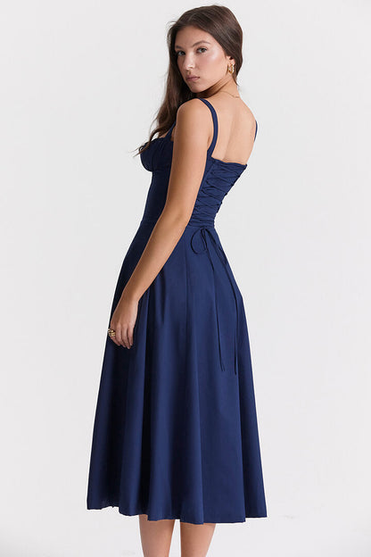 Corset Dress - Sleeveless - Slit - Midi Dress - Summer Dress-Fashion Nora