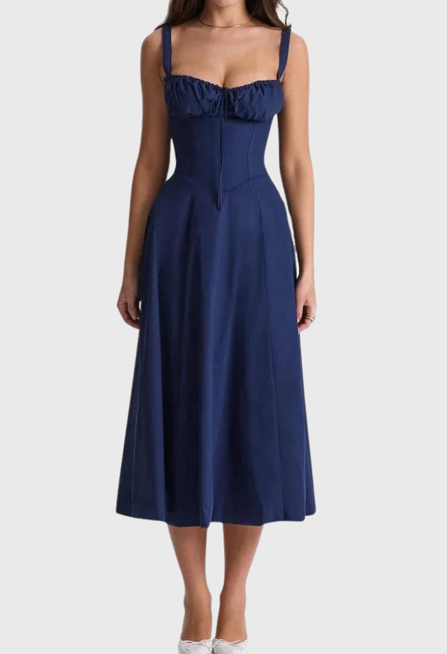 Corset Dress - Sleeveless - Slit - Midi Dress - Summer Dress-Fashion Nora