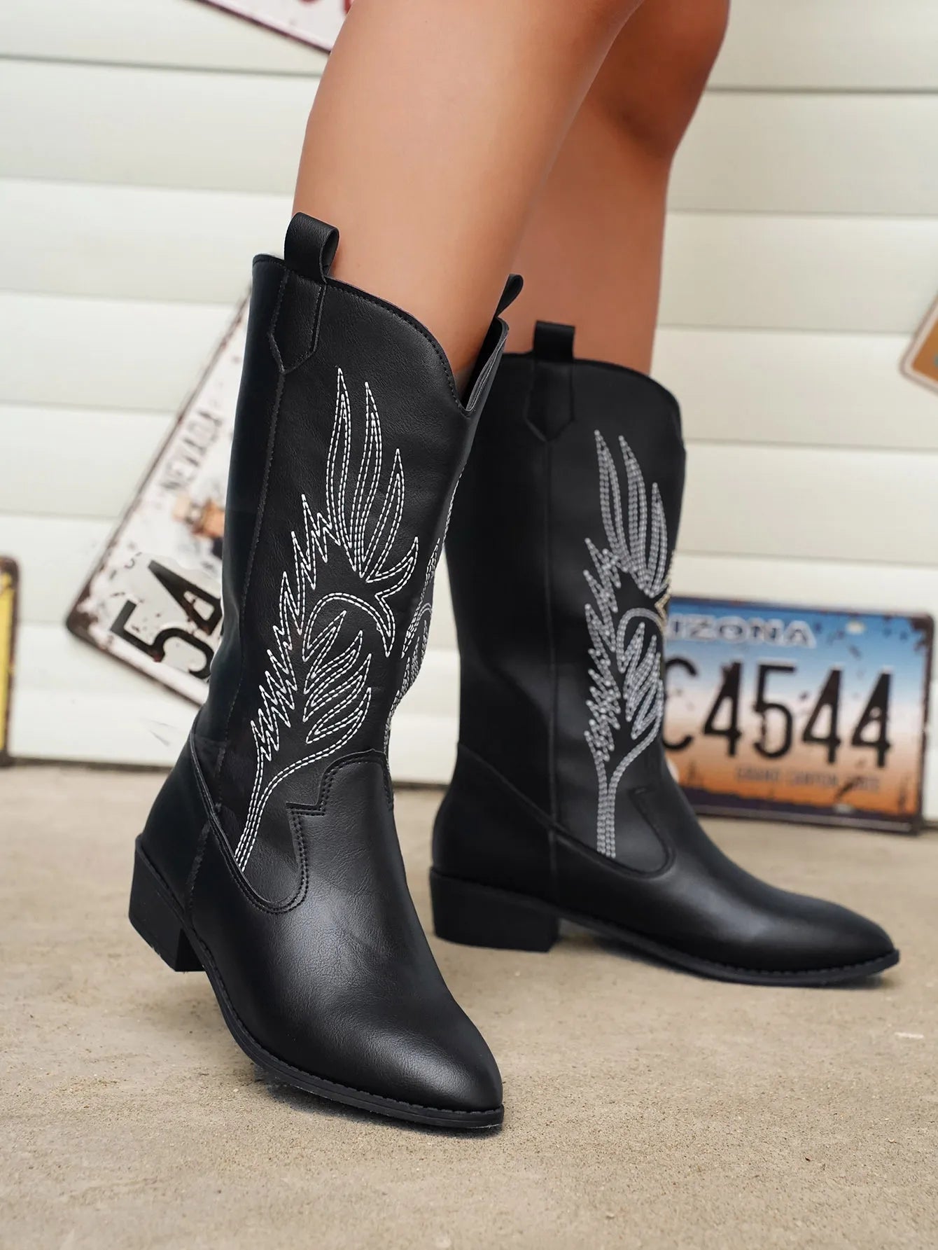 Cowgirl Boots - Women's Metallic Low Heel Western Cowboy Boots-Fashion Nora
