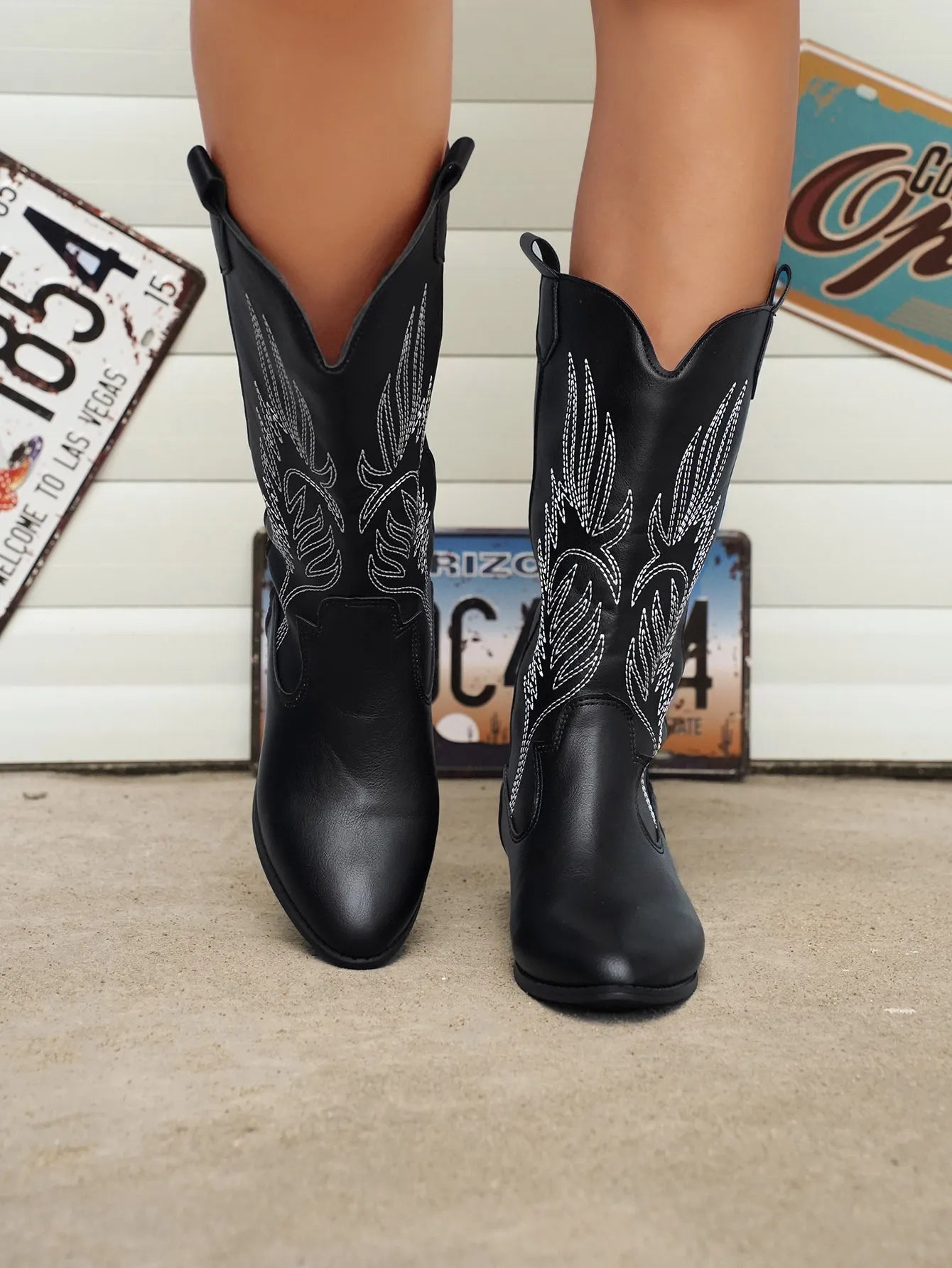 Cowgirl Boots - Women's Metallic Low Heel Western Cowboy Boots-Fashion Nora
