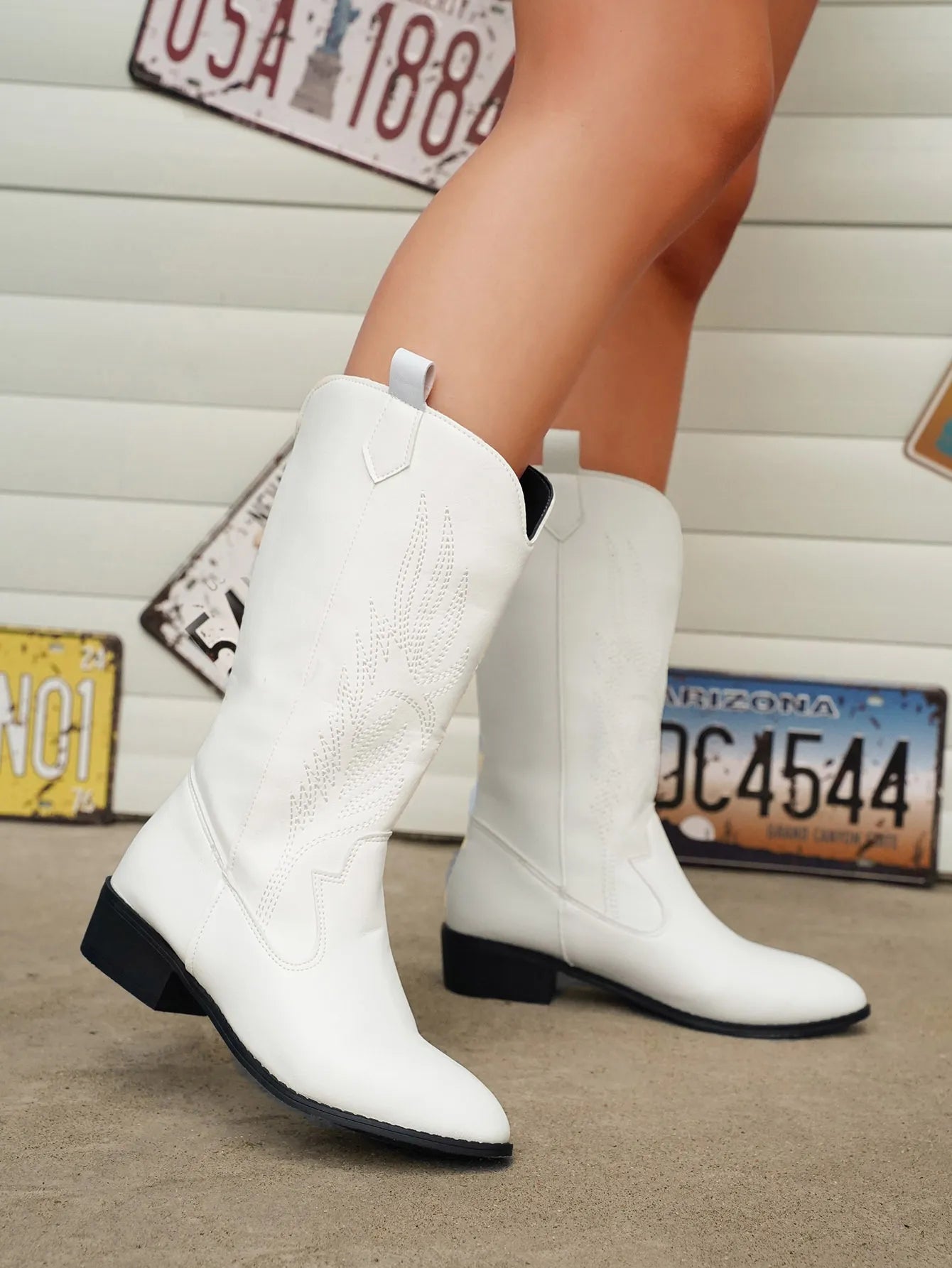 Cowgirl Boots - Women's Metallic Low Heel Western Cowboy Boots-Fashion Nora