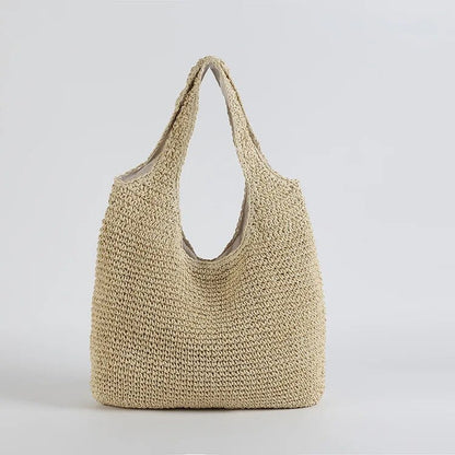 Crochet Bag - Women's Large Woven Shoulder Shopper Bag-Fashion Nora