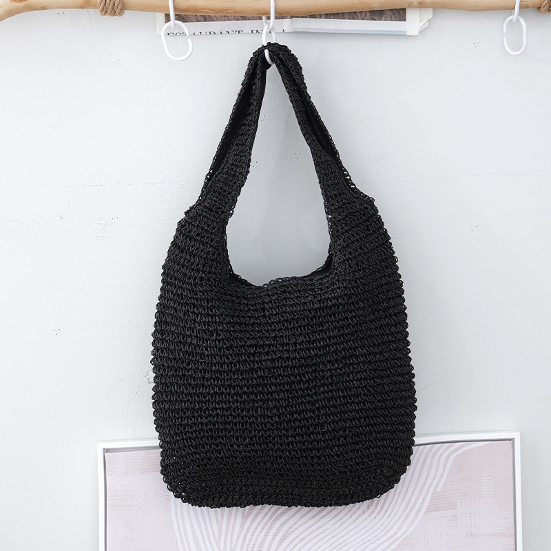 Crochet Bag - Women's Large Woven Shoulder Shopper Bag-Fashion Nora