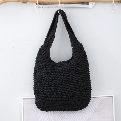 Crochet Bag - Women's Large Woven Shoulder Shopper Bag-Fashion Nora