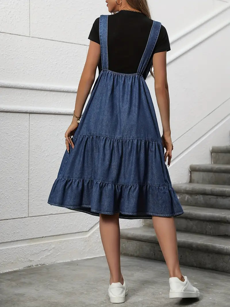 Denim Dress Button Down Sleeveless Summer Dress Midi Dress Fashion Nora