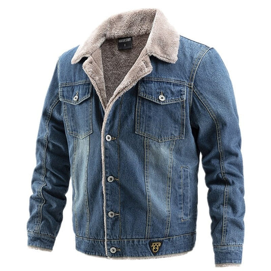 Denim Jacket - Lined - Winter - Sherpa Denim Jacket - Men's Jacket-Fashion Nora