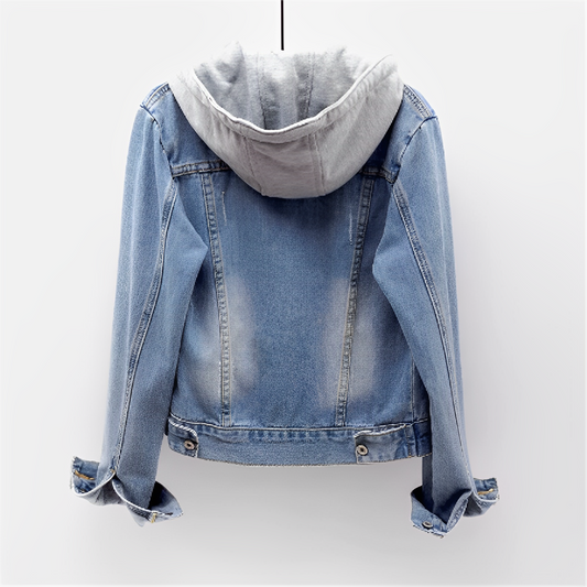 Denim Jacket - Women's Classic Blue Removable Hood Denim Jacket-Fashion Nora