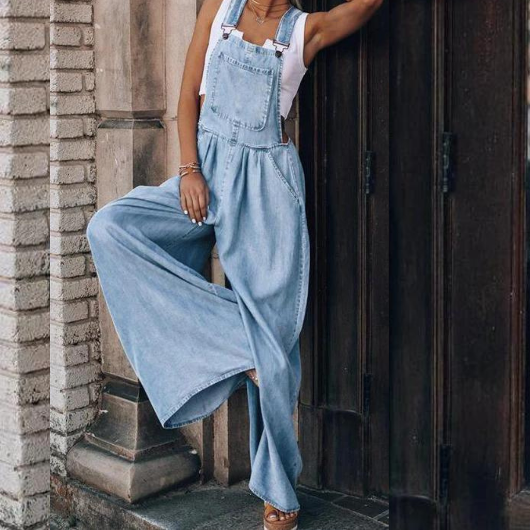 Denim Overalls Loose Fit Wide Leg Jean Overalls for Women Deni Fashion Nora