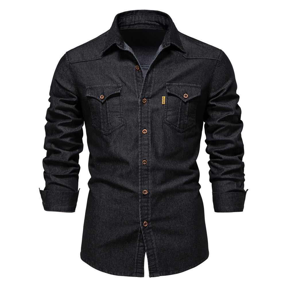 Denim Shirt | Half Sleeve | Slim Fit | Button Up Shirt | Men's Clothing-Fashion Nora