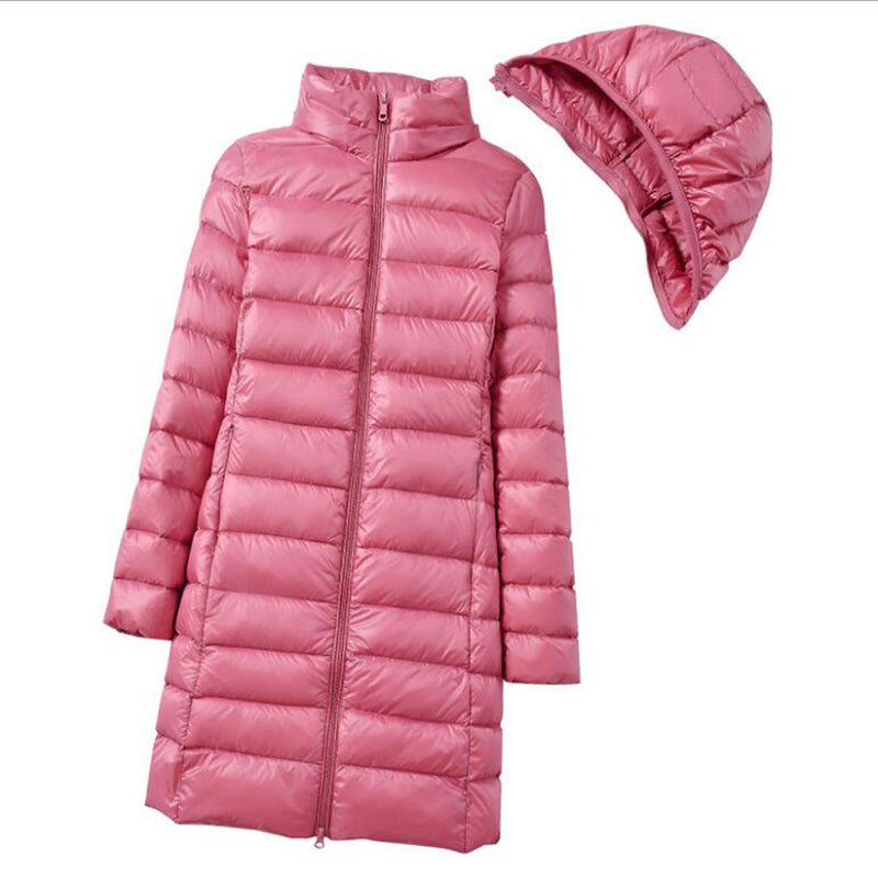 Down Jacket - Women's Lightweight Hooded Puffer Winter Coat-Fashion Nora