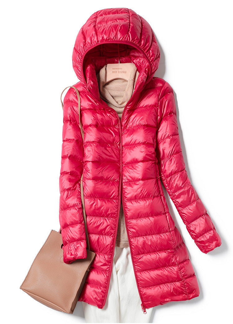 Down Jacket - Women's Lightweight Hooded Puffer Winter Coat-Fashion Nora