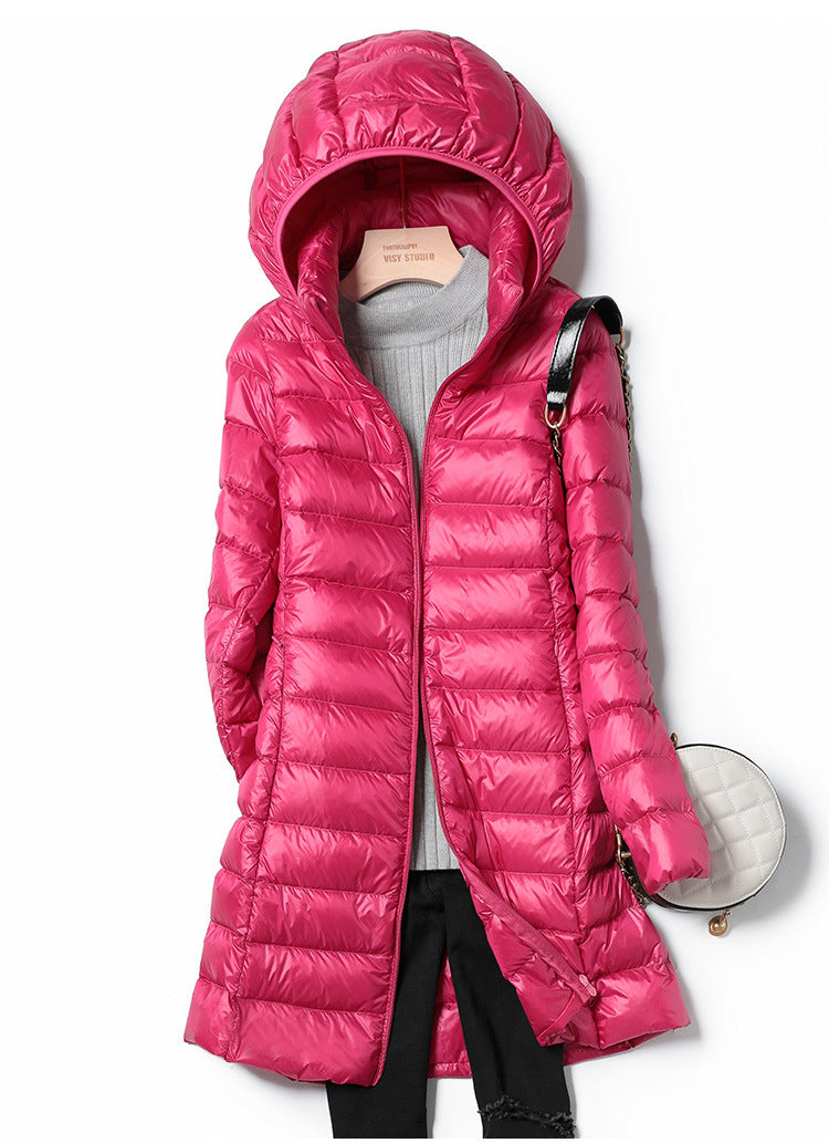 Down Jacket - Women's Lightweight Hooded Puffer Winter Coat-Fashion Nora