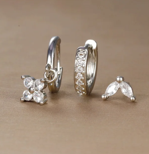 Earring Set - Silver and Golden Studs and Hoops Earring Stack Set-Fashion Nora