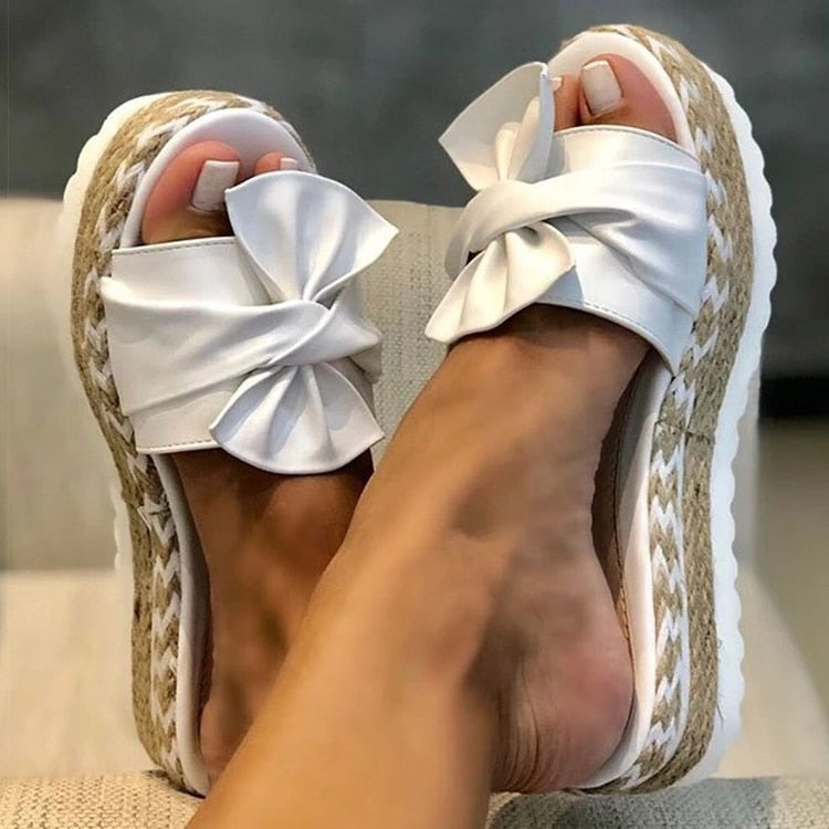 Espadrilles - Slip-On - Bow Tie - Platform Slippers - Women's Sandals-Fashion Nora