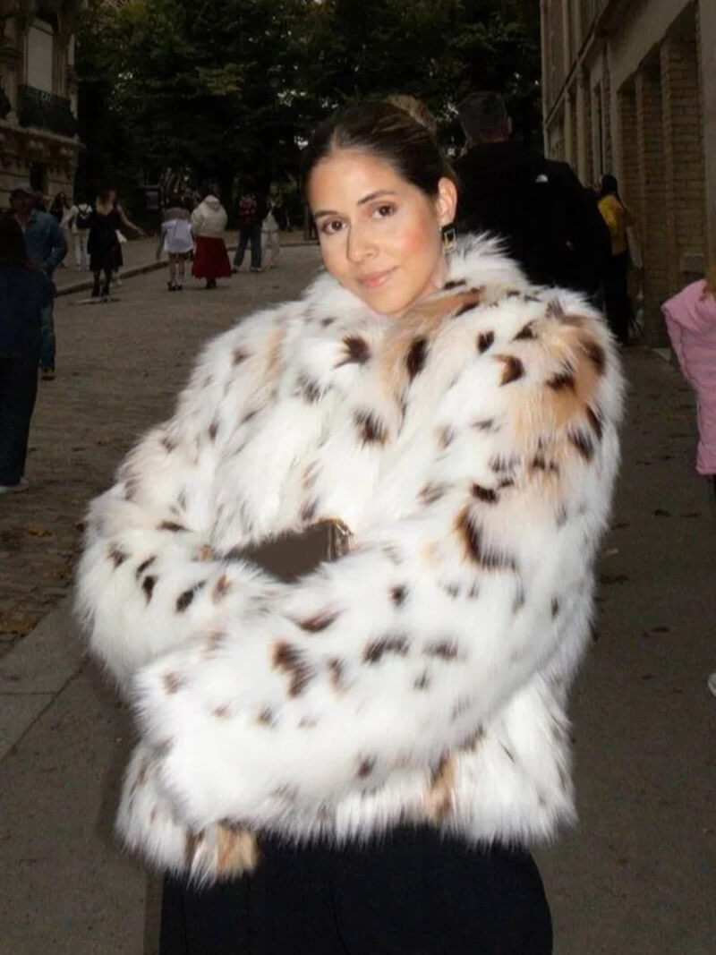 Faux Fur Jacket - Women's Fluffy Leopard Fake Fur Winter Jacket-Fashion Nora