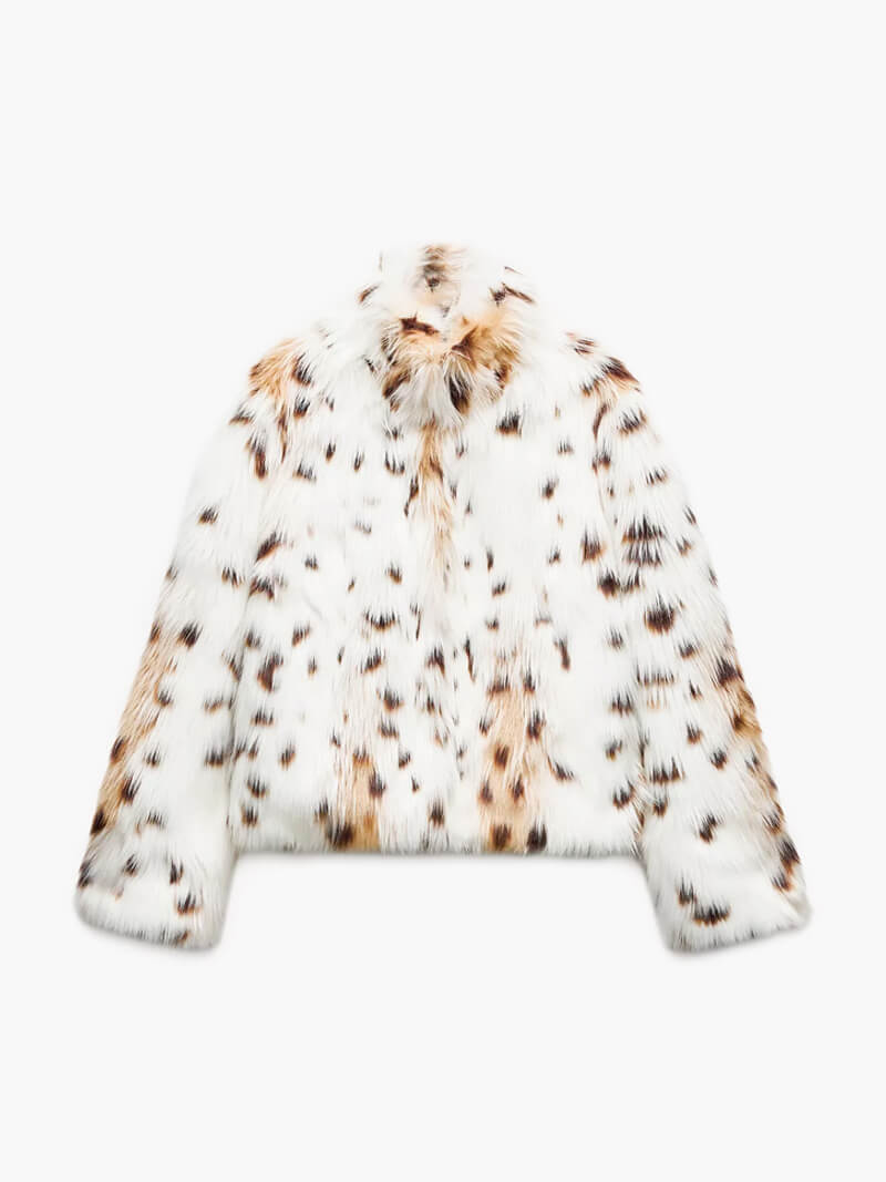 Faux Fur Jacket - Women's Fluffy Leopard Fake Fur Winter Jacket-Fashion Nora