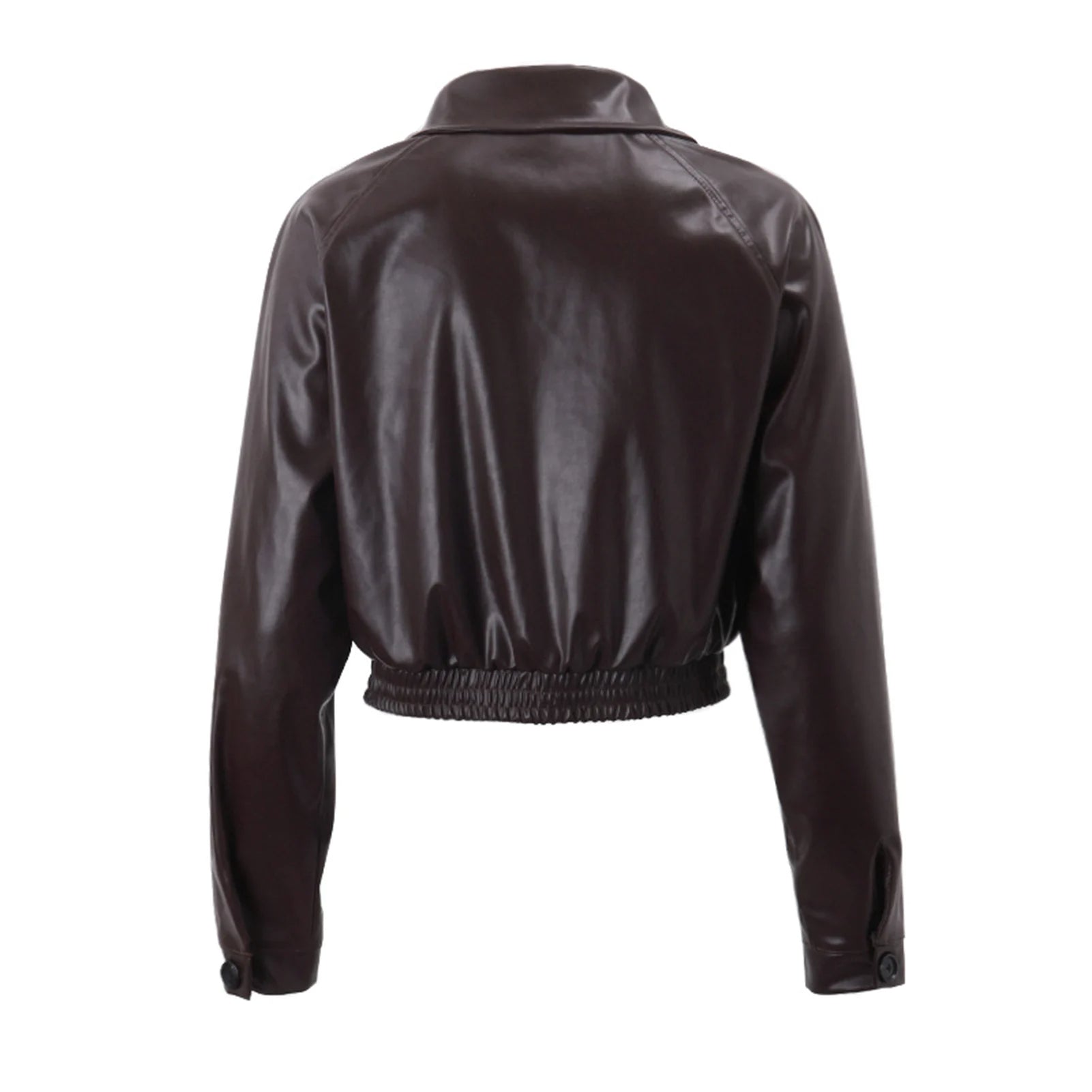 Faux Leather Jacket | Brown | Cropped | Vegan Leather Jacket | Women's Jacket-Fashion Nora