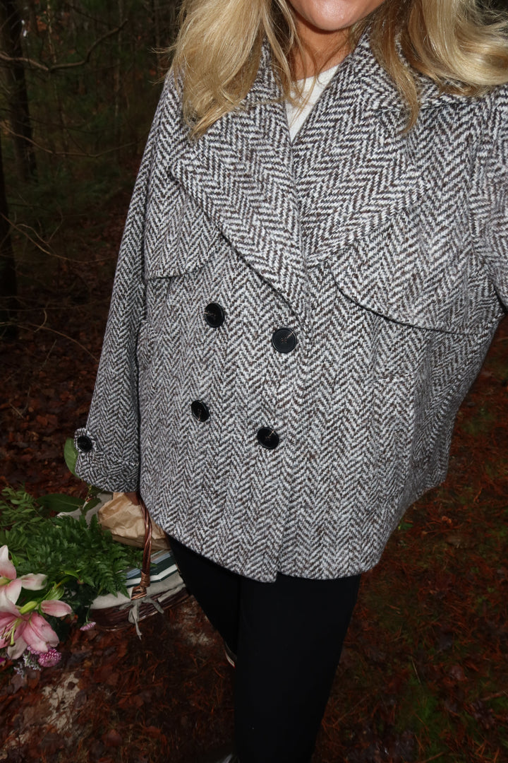 Filipa Jacket - Dark Brown/White-Fashion Nora