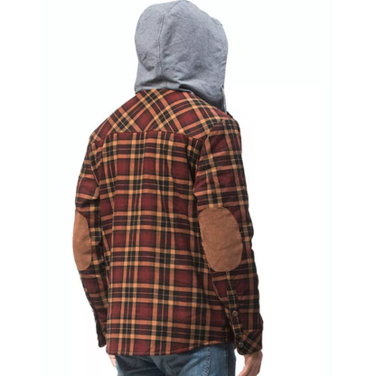 Flannel Jacket - Men's Plaid Fleece Lined Hooded Winter Jacket-Fashion Nora