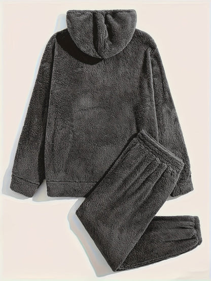 Fleece Loungewear - Comfy Two-Piece Teddy Hoodie and Sweatpants Set-Fashion Nora