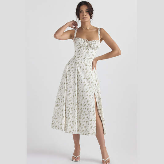 Floral Curve | Midi Dress-Fashion Nora