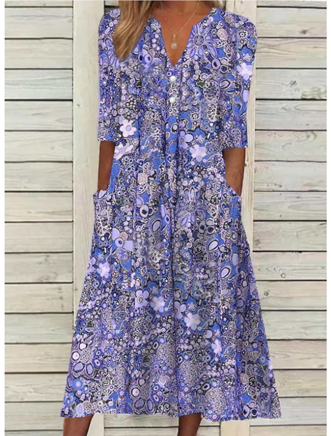 Floral Dress - Long Sleeve - Loose Fit - Maxi Dress - Casual Dresses-Fashion Nora