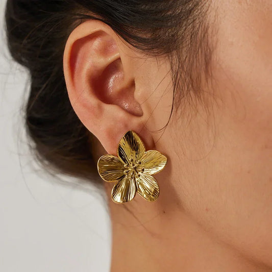 Flower Earrings - Women's Vintage Golden Stud Earrings-Fashion Nora