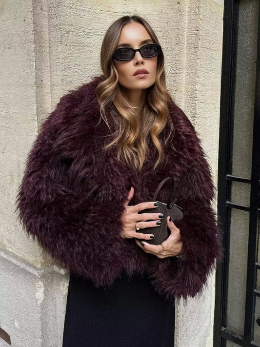 Fluffy Jacket - Short - Artificial Fur - Faux Fur Jacket - Women's Jackets -Fashion Nora