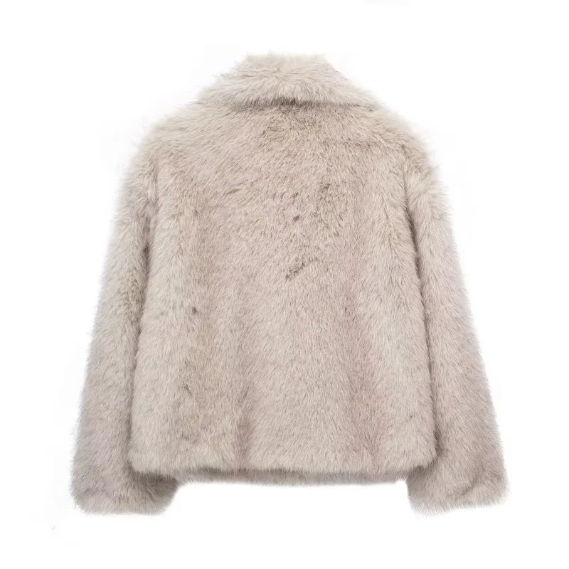 Fur Jacket | Fluffy | Gray | Faux Fur Coat | Women's Winter Jacket-Fashion Nora