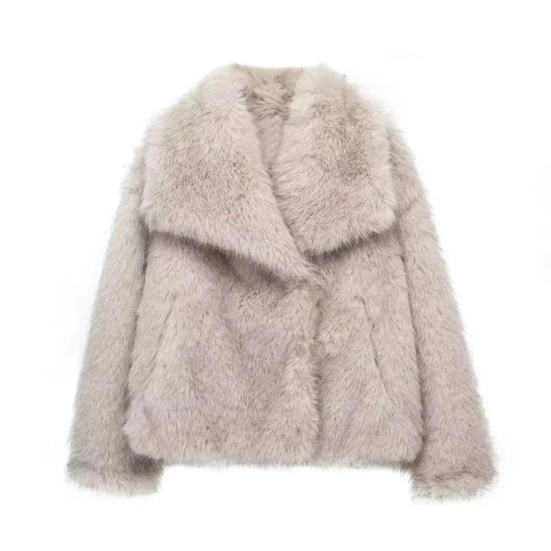 Fur Jacket | Fluffy | Gray | Faux Fur Coat | Women's Winter Jacket-Fashion Nora