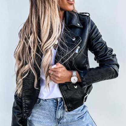 Grace Leather Jacket | Give your outfit some extra style with this stylish leather jacket.-Fashion Nora