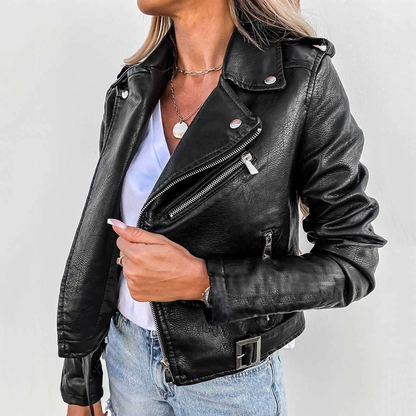 Grace Leather Jacket | Give your outfit some extra style with this stylish leather jacket.-Fashion Nora