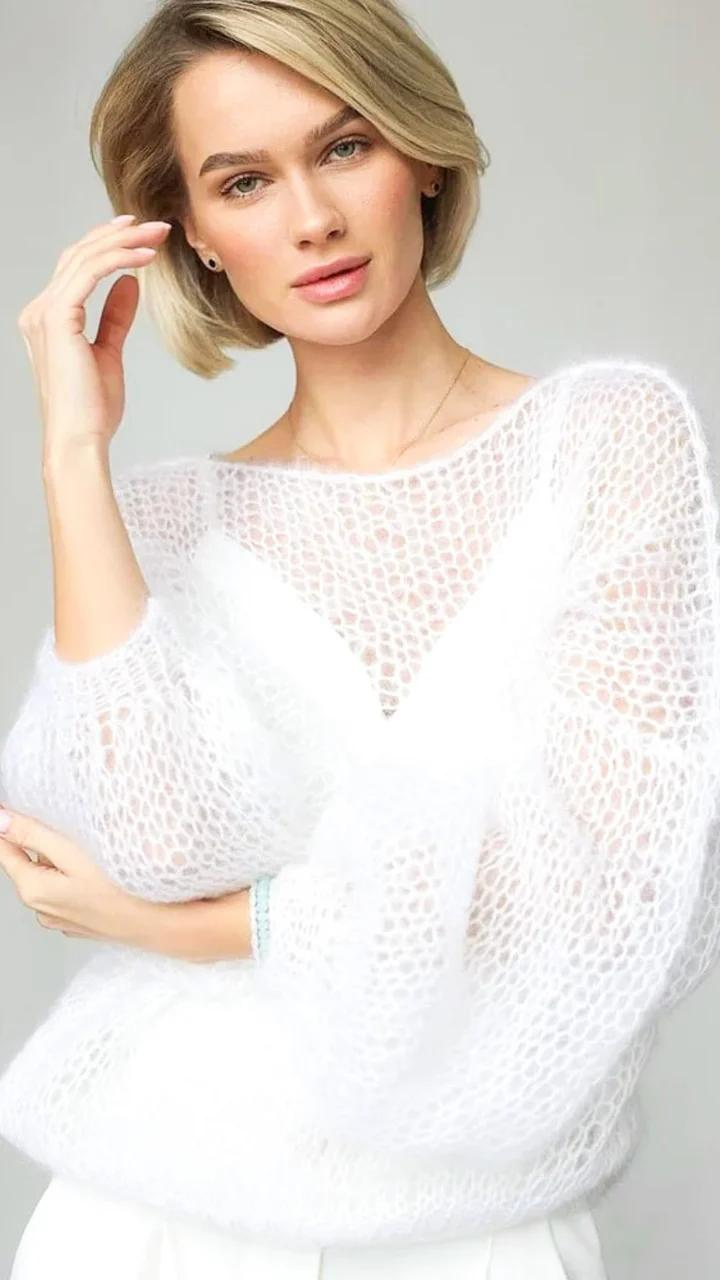 Helga Mesh Knit Sweater-Fashion Nora