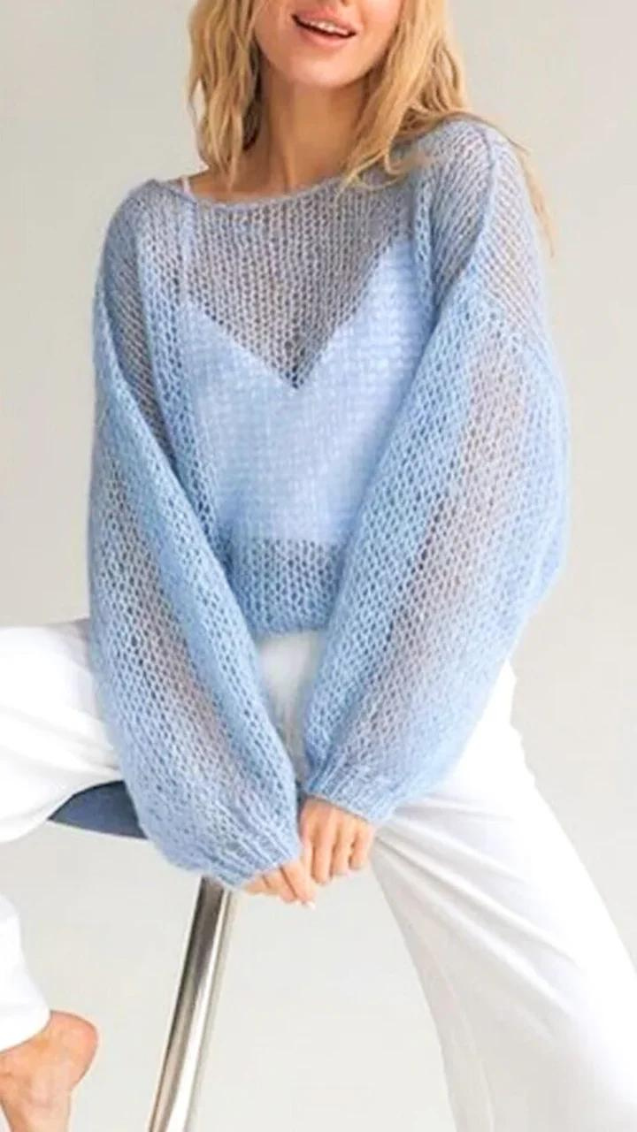 Helga Mesh Knit Sweater-Fashion Nora