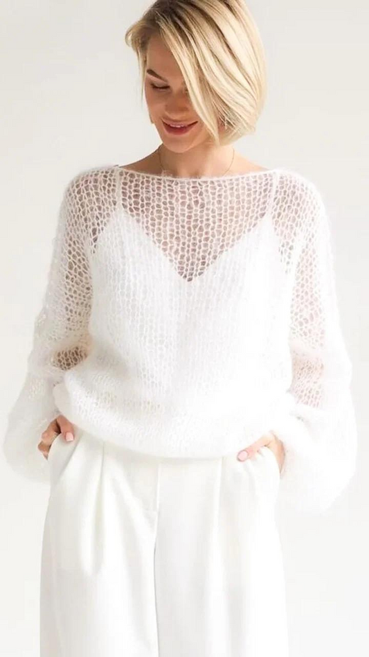 Helga Mesh Knit Sweater-Fashion Nora