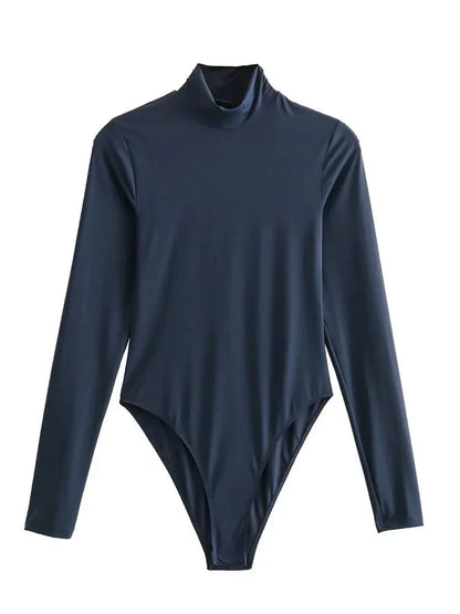 High Neck Bodysuit - Women's Turtleneck Long Sleeve Bodysuit-Fashion Nora