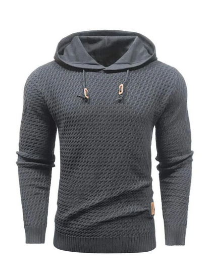 Hoodie - Knitted - Drawstring - Pullover Hoodie - Men's Clothing-Fashion Nora