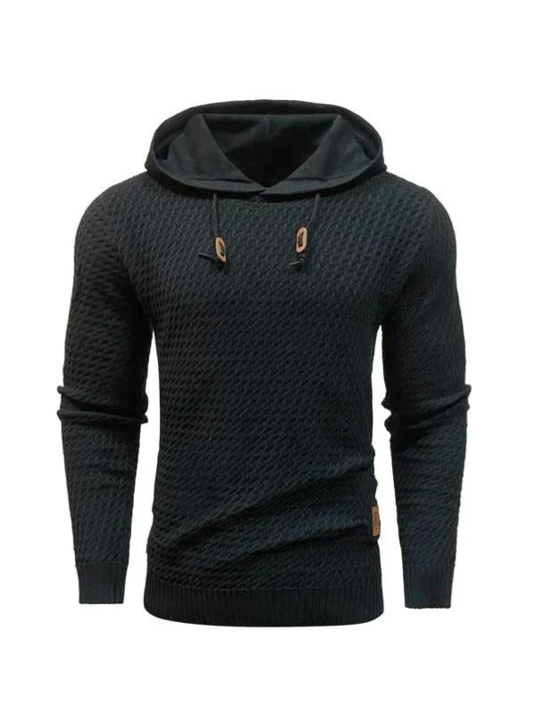 Hoodie - Knitted - Drawstring - Pullover Hoodie - Men's Clothing-Fashion Nora