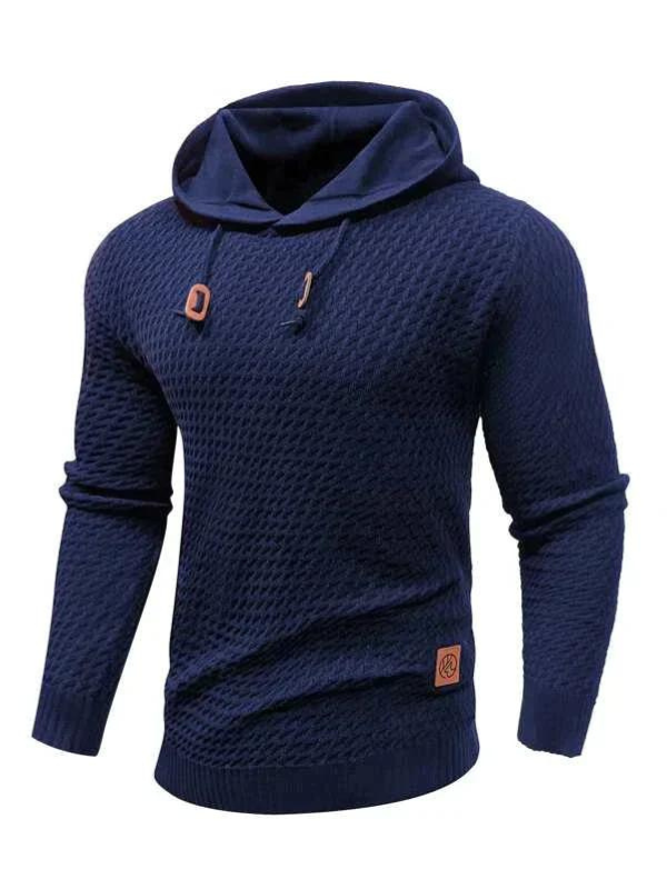 Hoodie - Knitted - Drawstring - Pullover Hoodie - Men's Clothing-Fashion Nora